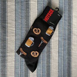 HOTSOX Cotton Poly Nylon Blend Custom Novelty Socks in Black & Gold Sz OS NWT